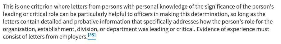 USCIS leading role criterion