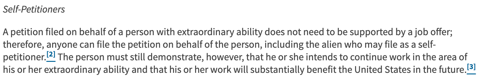 Screenshot from USCIS website about self-petition